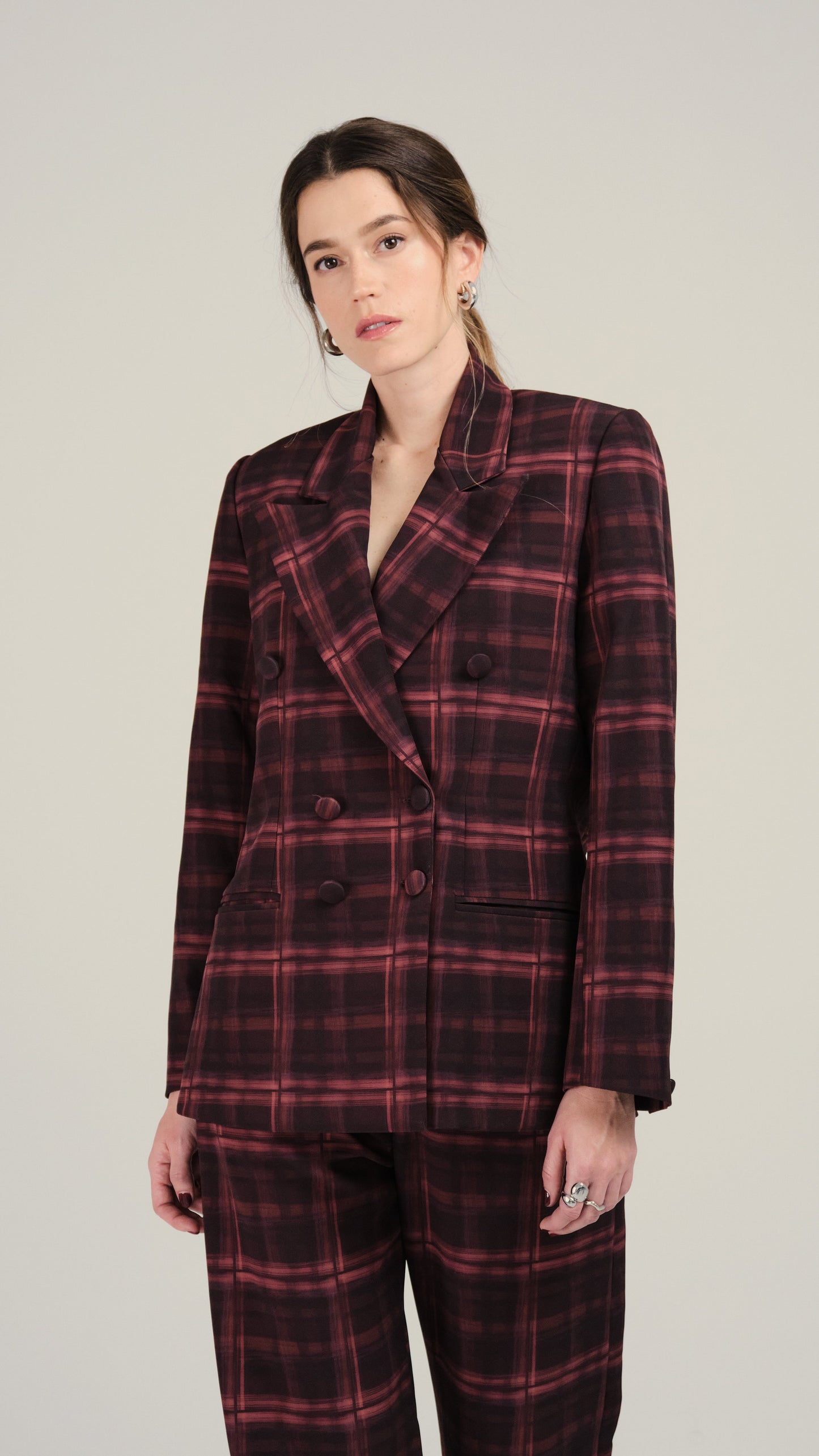 Alba Blazer Cuadro Rojos