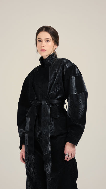 María Chaqueta Pitón Negro