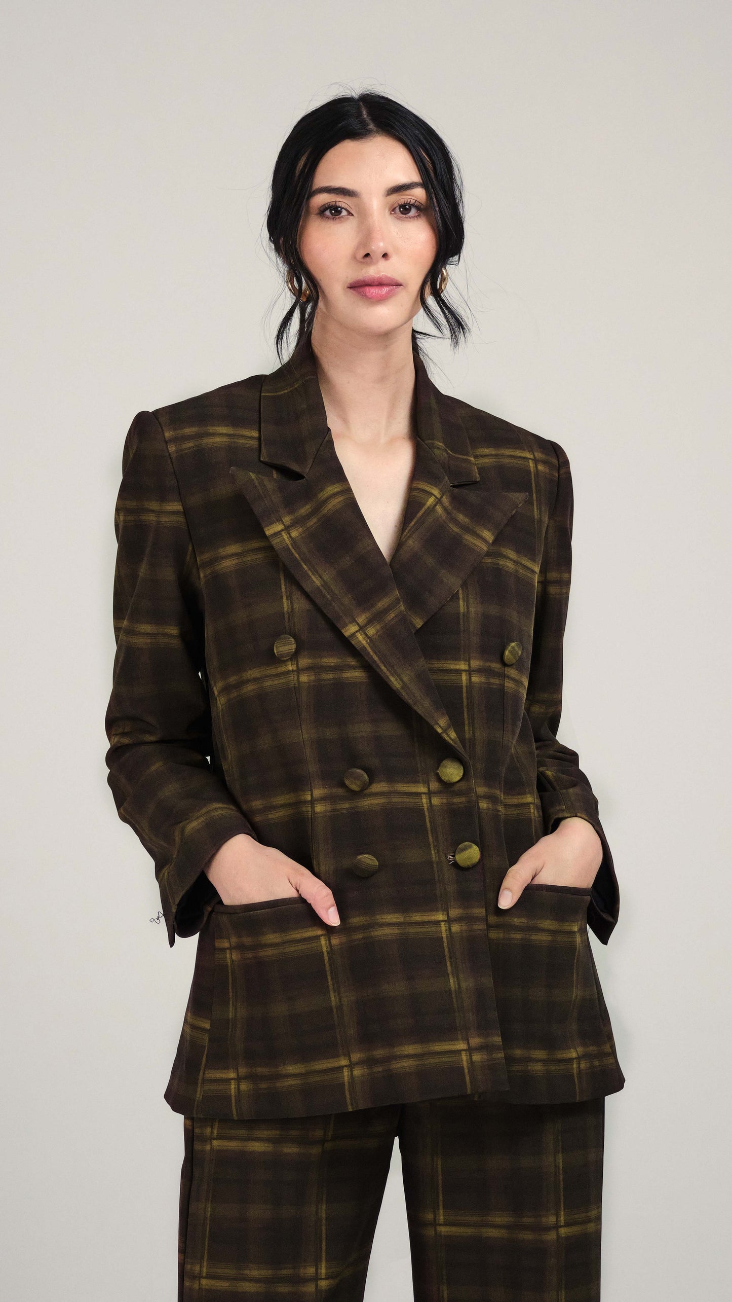 Alba Blazer Cuadros Verdes