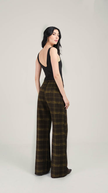 Alba Pantalón Cuadros Verdes